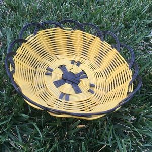 Nice yellow and deep navy woven basket